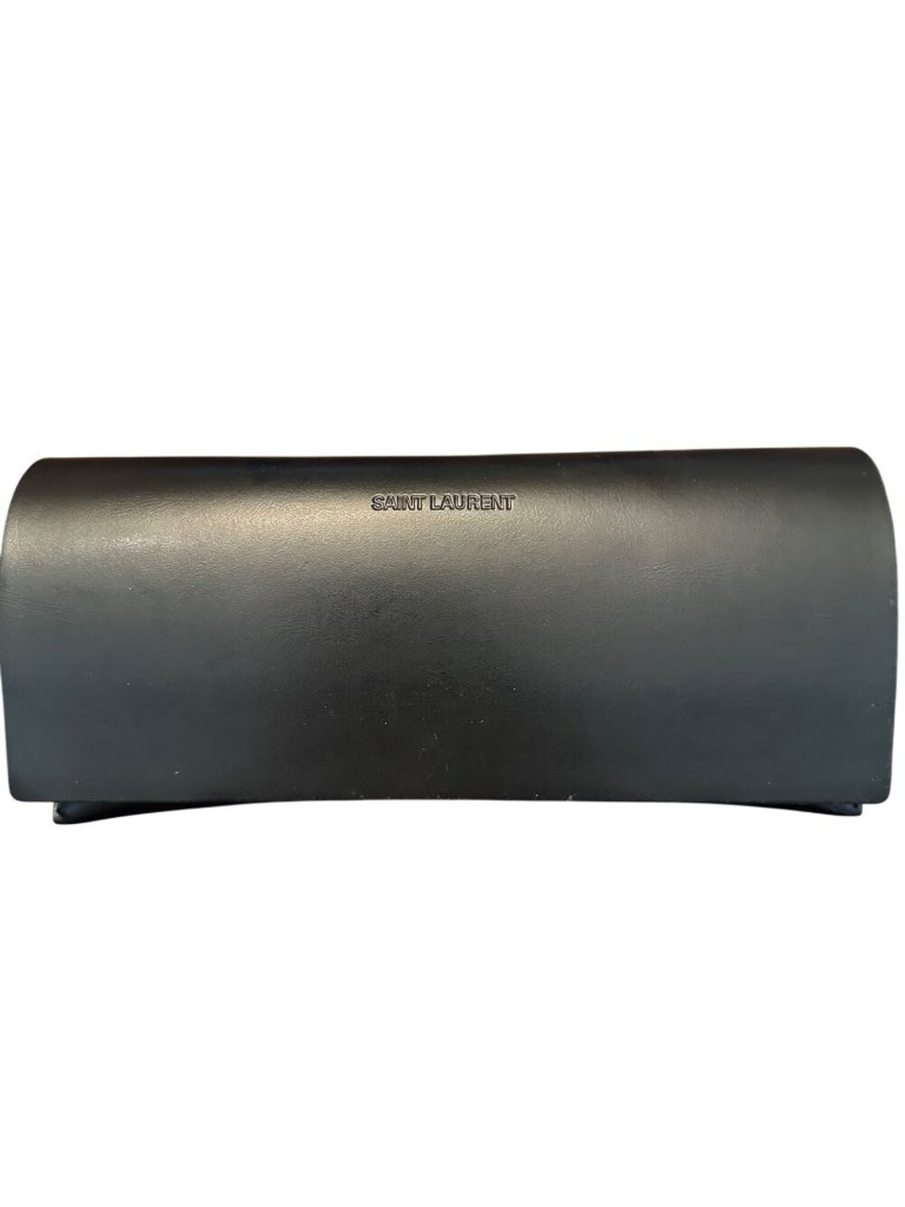 Saint Laurent Black Leather Eyeglass Case 6.5" Minimalist Style